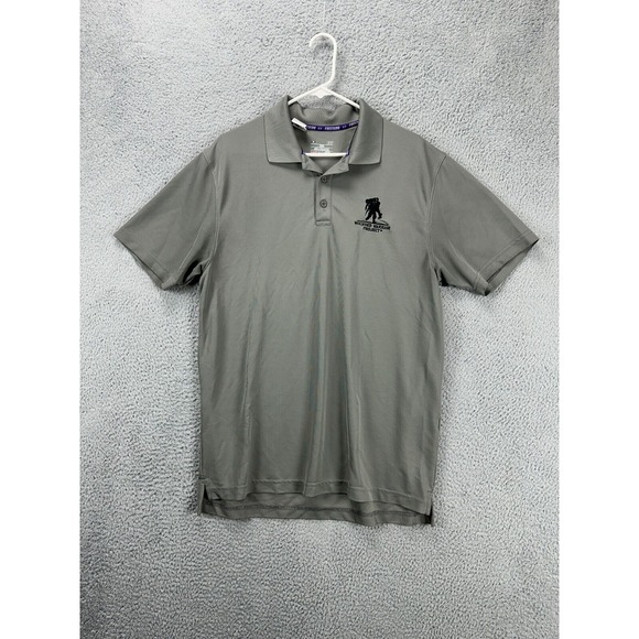 Under Armour Shirt Mens Large HeatGear Grey Wounded Warrior Project Polo Rugby‎ - Picture 1 of 8